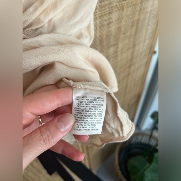 Anthropologie Cream Drapey Blouse with Tie Belt - Picture 10 of 12